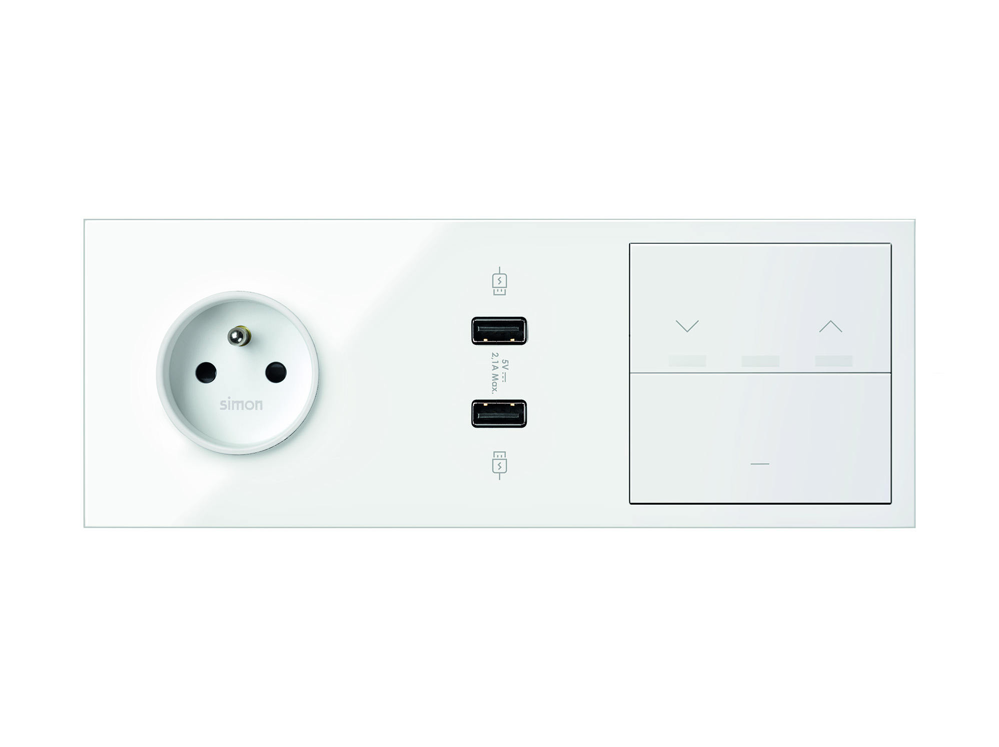 Zestaw - 1 gniazdo + 1 podwójna ładowarka USB + 1 przycisk żaluzjowy + 1 klawisz