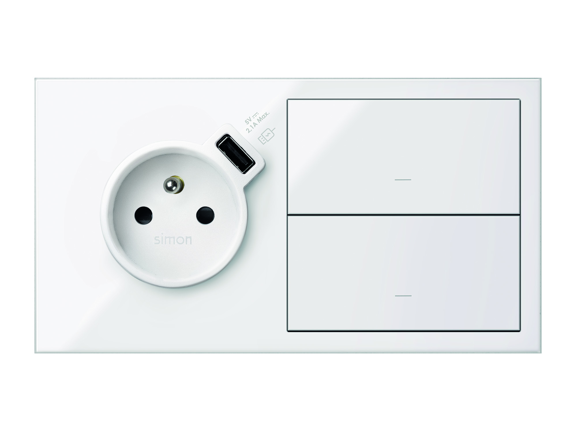 Zestaw - 1 gniazdo z 1 zintegrowana ładowarka USB SmartCharge 2,1 A + 2 łączniki